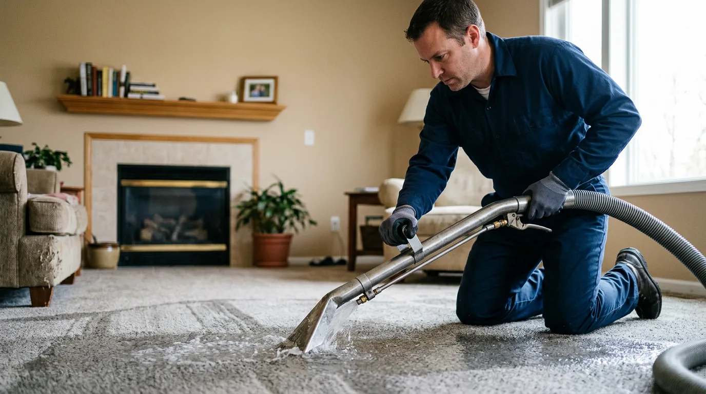 Water damage restoration technician working near Niota, TN